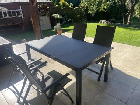 Aluminiowe meble na taras z rozkładanym stołem 240cm + 10 regulowanych krzeseł Daven Antracite Beton