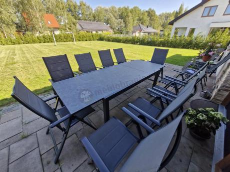 Aluminiowe meble na taras z rozkładanym stołem 240cm + 10 regulowanych krzeseł Daven Antracite Beton