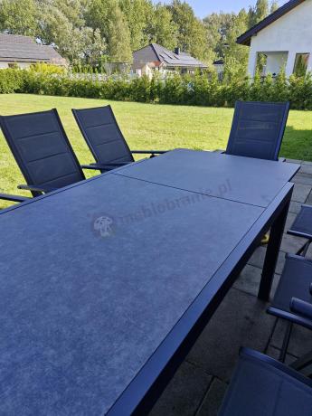 Aluminiowe meble na taras z rozkładanym stołem 240cm + 10 regulowanych krzeseł Daven Antracite Beton
