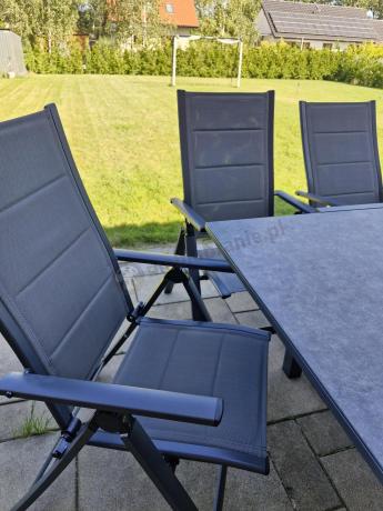Aluminiowe meble na taras z rozkładanym stołem 240cm + 10 regulowanych krzeseł Daven Antracite Beton