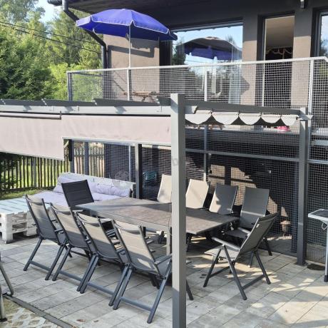 Aluminiowe meble na taras z rozkładanym stołem 240cm + 10 regulowanych krzeseł Daven Antracite Beton