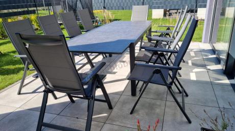 Aluminiowe meble na taras z rozkładanym stołem 240cm + 10 regulowanych krzeseł Daven Antracite Beton
