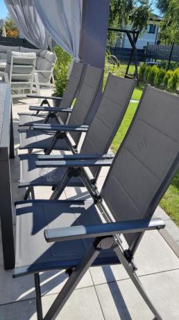 Aluminiowe meble na taras z rozkładanym stołem 240cm + 10 regulowanych krzeseł Daven Antracite Beton