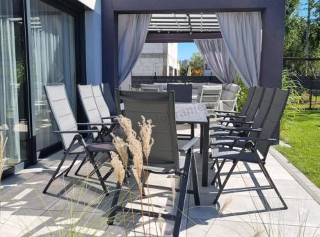 Aluminiowe meble na taras z rozkładanym stołem 240cm + 10 regulowanych krzeseł Daven Antracite Beton