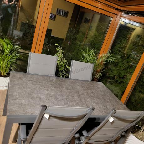 Aluminiowe meble na taras z rozkładanym stołem 240cm + 10 regulowanych krzeseł Daven Antracite Beton