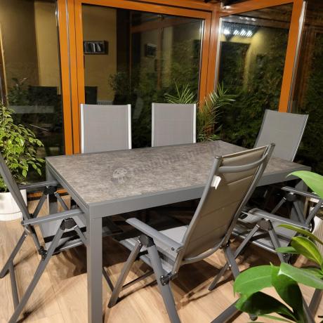 Aluminiowe meble na taras z rozkładanym stołem 240cm + 10 regulowanych krzeseł Daven Antracite Beton