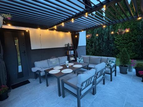 Aluminiowe meble na taras ze stołem obiadowym 160 cm Calamba Grande - Light Grey