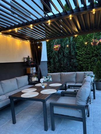 Aluminiowe meble na taras ze stołem obiadowym 160 cm Calamba Grande - Light Grey