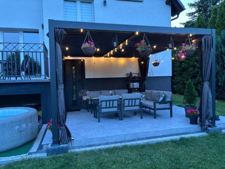 Aluminiowe meble na taras ze stołem obiadowym 160 cm Calamba Grande - Light Grey