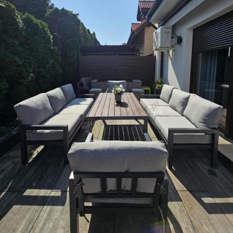 Aluminiowe meble na taras ze stołem obiadowym 160 cm Calamba Grande - Light Grey