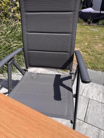 Aluminiowe meble obiadowe - stół 150cm i 6 składanych krzeseł - Kanbery Wood Antracite 6+1