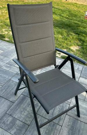 Aluminiowe meble obiadowe - stół 150cm i 6 składanych krzeseł - Kanbery Wood Antracite 6+1