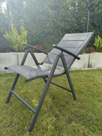 Aluminiowe meble obiadowe - stół 150cm i 6 składanych krzeseł - Kanbery Wood Antracite 6+1