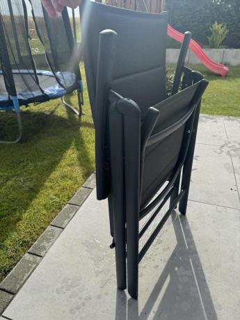 Aluminiowe meble obiadowe - stół 150cm i 6 składanych krzeseł - Kanbery Wood Antracite 6+1