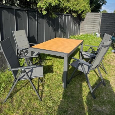 Aluminiowe meble ogrodowe z rozkładanym stołem 210cm + 10 krzeseł Tanami Daven Antracite