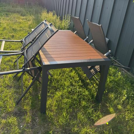 Aluminiowe meble ogrodowe z rozkładanym stołem 210cm + 10 krzeseł Tanami Daven Antracite