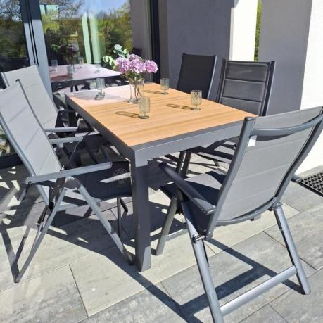 Aluminiowe meble ogrodowe z rozkładanym stołem 210cm + 10 krzeseł Tanami Daven Antracite