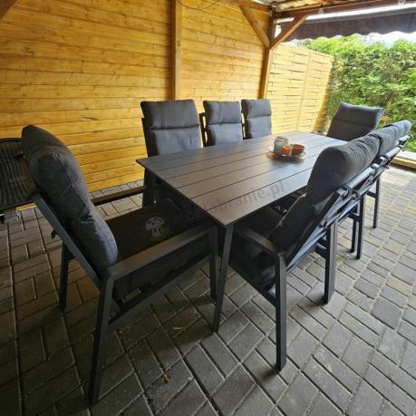 Aluminiowe meble ogrodowe z wysokim stołem 210cm i fotelami - Renalo Dining - 8+1 - Antracite