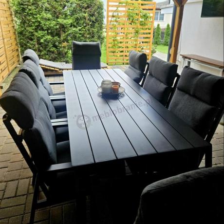Aluminiowe meble ogrodowe z wysokim stołem 210cm i fotelami - Renalo Dining - 8+1 - Antracite