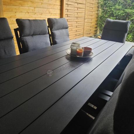 Aluminiowe meble ogrodowe z wysokim stołem 210cm i fotelami - Renalo Dining - 8+1 - Antracite