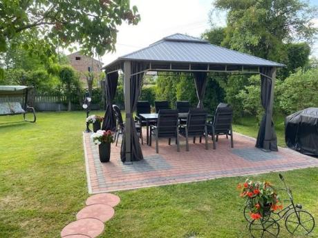 Aluminiowe meble ogrodowe z wysokim stołem 210cm i fotelami - Renalo Dining - 8+1 - Antracite