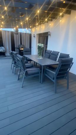 Aluminiowe meble ogrodowe z wysokim stołem 210cm i fotelami - Renalo Dining - 8+1 - Antracite