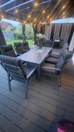 Aluminiowe meble ogrodowe z wysokim stołem 210cm i fotelami - Renalo Dining - 8+1 - Antracite