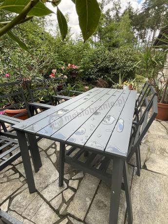 Aluminiowe meble ogrodowe z wysokim stołem 210cm i fotelami - Renalo Dining - 8+1 - Antracite