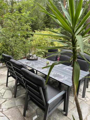 Aluminiowe meble ogrodowe z wysokim stołem 210cm i fotelami - Renalo Dining - 8+1 - Antracite