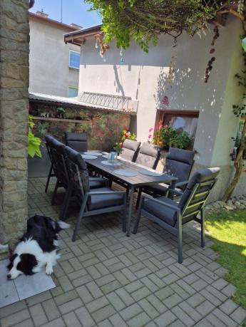 Aluminiowe meble ogrodowe z wysokim stołem 210cm i fotelami - Renalo Dining - 8+1 - Antracite