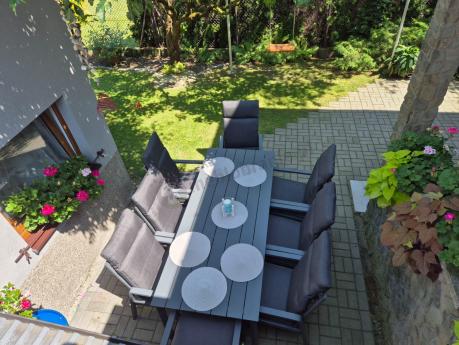 Aluminiowe meble ogrodowe z wysokim stołem 210cm i fotelami - Renalo Dining - 8+1 - Antracite