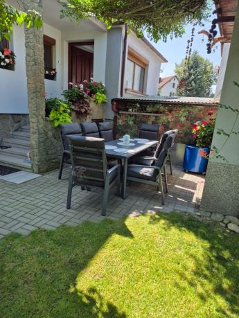 Aluminiowe meble ogrodowe z wysokim stołem 210cm i fotelami - Renalo Dining - 8+1 - Antracite