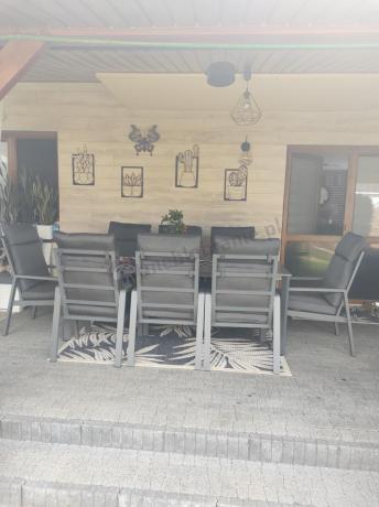 Aluminiowe meble ogrodowe z wysokim stołem 210cm i fotelami - Renalo Dining - 8+1 - Antracite