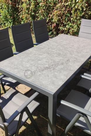 Aluminiowe meble tarasowe - stół 180cm i składane 7 pozycyjne krzesła - Kanbery Antracite Ceramic 8+1