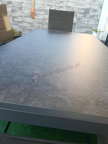Aluminiowe meble tarasowe - stół 180cm i składane 7 pozycyjne krzesła - Kanbery Antracite Ceramic 8+1
