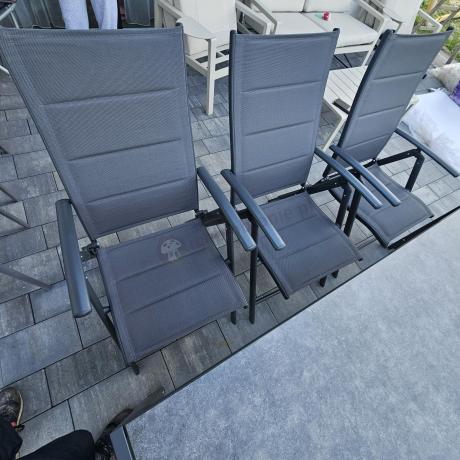 Aluminiowe meble tarasowe - stół 180cm i składane 7 pozycyjne krzesła - Kanbery Antracite Ceramic 8+1