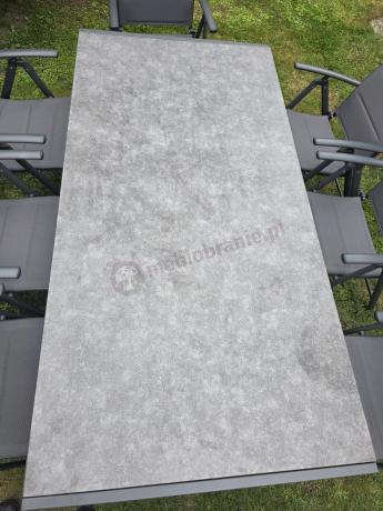 Aluminiowe meble tarasowe - stół 180cm i składane 7 pozycyjne krzesła - Kanbery Antracite Ceramic 8+1