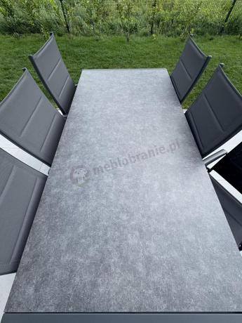 Aluminiowe meble tarasowe - stół 180cm i składane 7 pozycyjne krzesła - Kanbery Antracite Ceramic 8+1