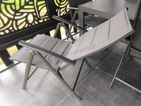 Aluminiowe meble tarasowe - stół 180cm i składane 7 pozycyjne krzesła - Kanbery Antracite Ceramic 8+1