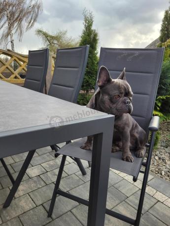 Aluminiowe meble tarasowe - stół 180cm i składane 7 pozycyjne krzesła - Kanbery Antracite Ceramic 8+1