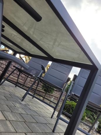 Aluminiowe meble tarasowe - stół 180cm i składane 7 pozycyjne krzesła - Kanbery Antracite Ceramic 8+1