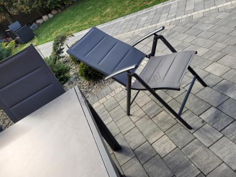 Aluminiowe meble tarasowe - stół 180cm i składane 7 pozycyjne krzesła - Kanbery Antracite Ceramic 8+1