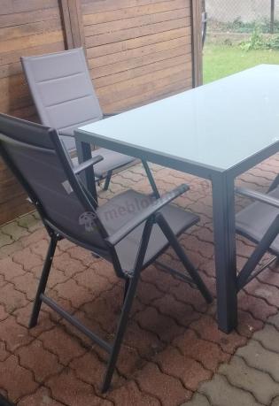 Aluminiowe meble tarasowe - stół 180cm i składane krzesła - Kanbery Antracite Ceramic 8+1