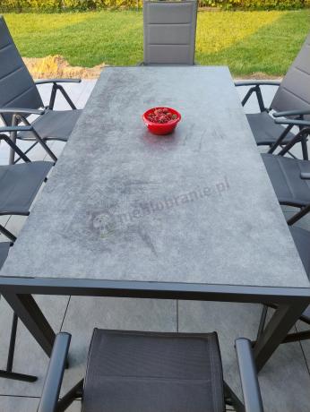 Aluminiowe meble tarasowe - stół 180cm i składane krzesła - Kanbery Antracite Ceramic 8+1