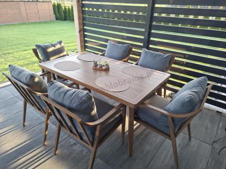 Aluminiowy komplet mebli obiadowych na taras - Else 6+1 - Grey