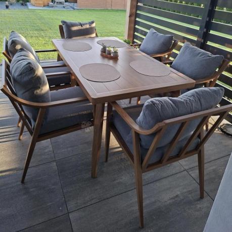 Aluminiowy komplet mebli obiadowych na taras - Else 6+1 - Grey