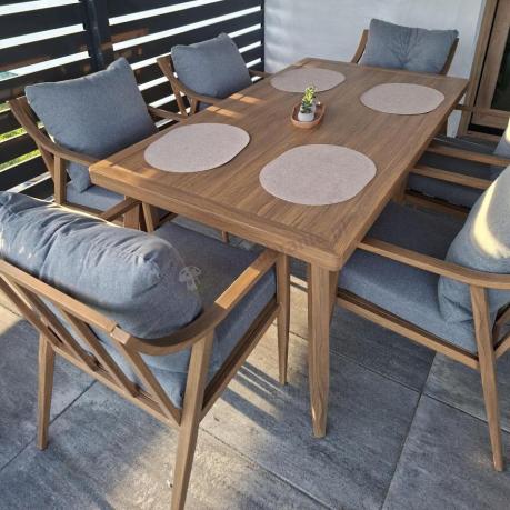 Aluminiowy komplet mebli obiadowych na taras - Else 6+1 - Grey