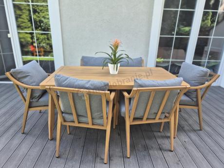 Aluminiowy komplet mebli obiadowych na taras - Else 6+1 - Grey