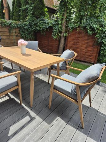 Aluminiowy komplet mebli obiadowych na taras - Else 6+1 - Grey