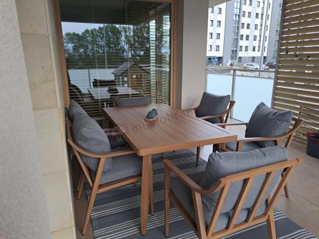 Aluminiowy komplet mebli obiadowych na taras - Else 6+1 - Grey